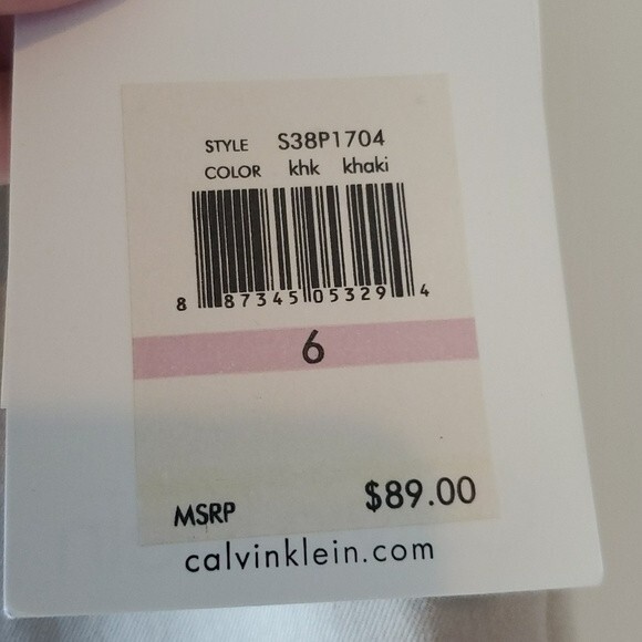 NWT CALVIN KLEIN CLASSIC FIT TAN PANTS SIZE 6 WIDE LEG BOOTCUT MINIMALIST - Picture 8 of 8